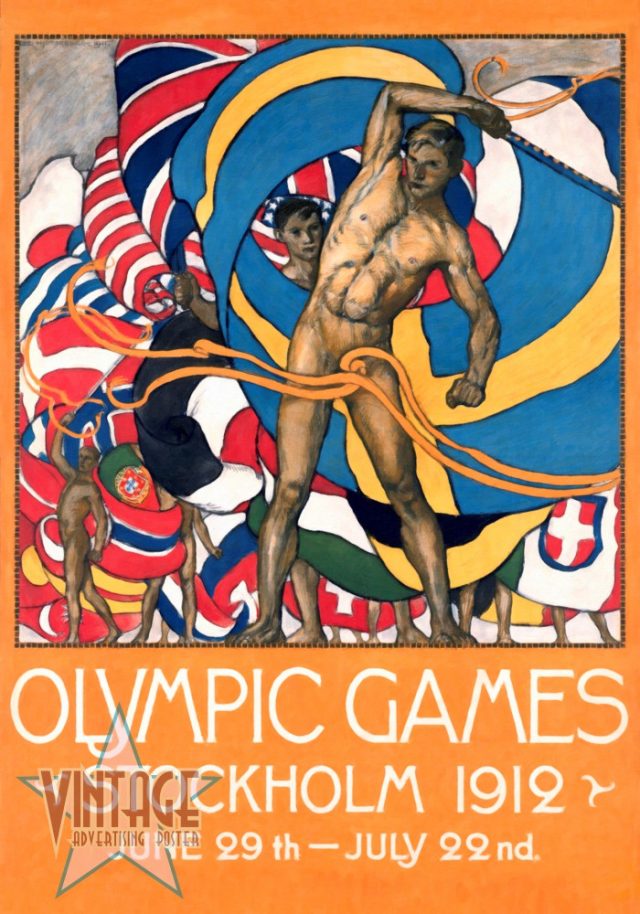 Olympics Games Stockholm 1912 - Restored Vintage Poster