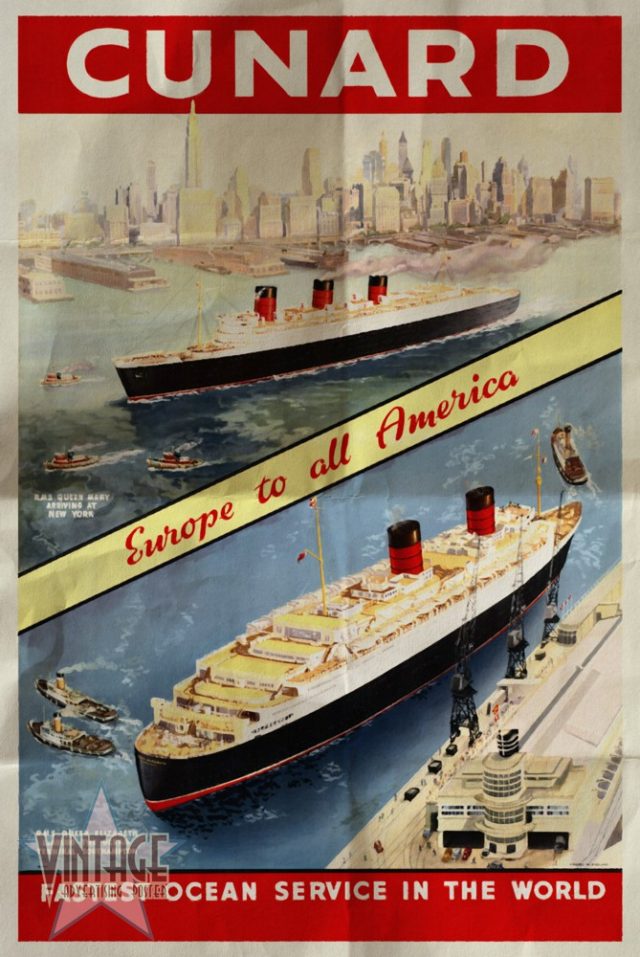 Cunard - Europe to all America - Folded