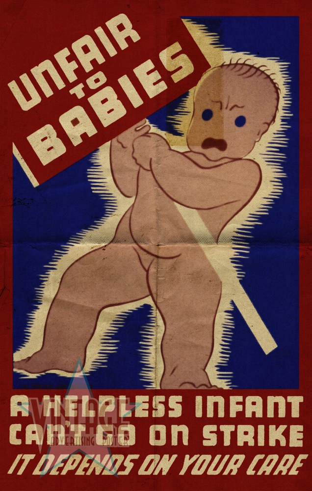 Unfair to Babies - Vintage Poster - Folded