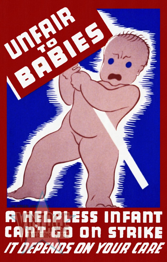 Unfair to Babies - Vintage Poster - Restored