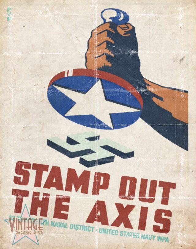 Stamp Out The Axis - Vintage Poster - Foded