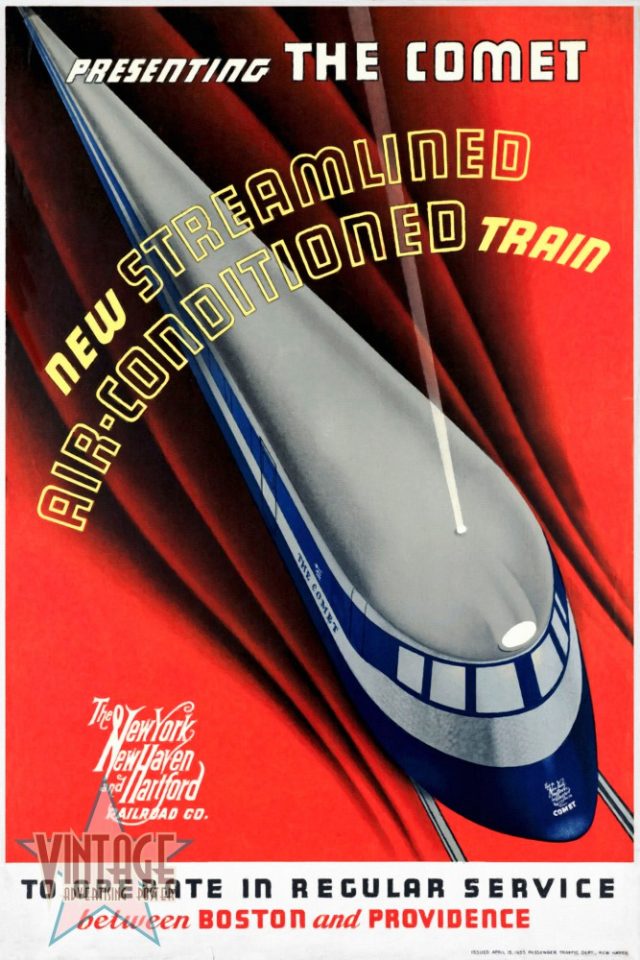 The Comet New Haven Train - Vintage Poster - Restored