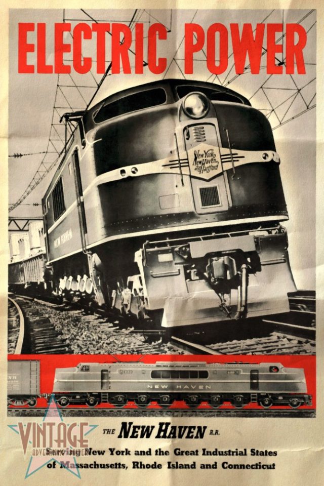New Haven Electric Power Train - Vintage Poster - Folded