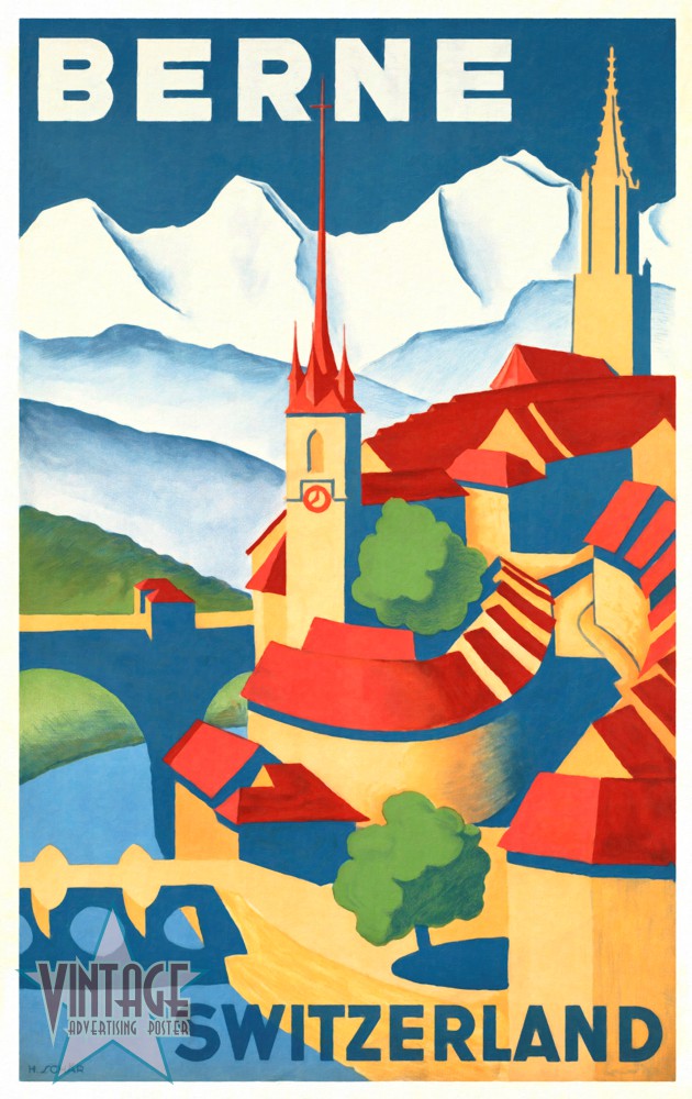 Berne Switzerland - Vintage Poster - Restored