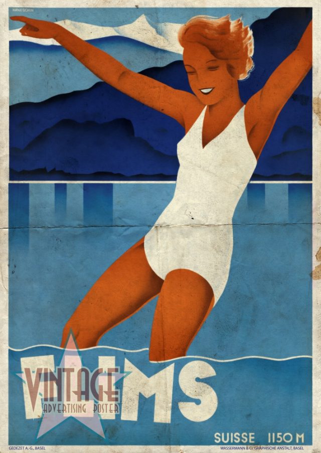 Flims - Switzerland - Vintage Poster - Folded