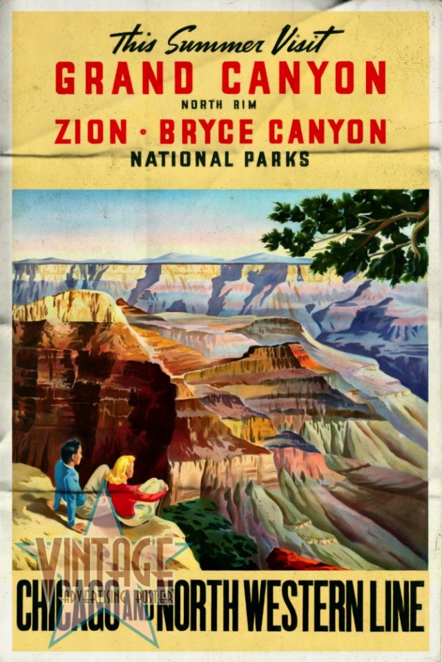 Visit Grand Canyon - Vintage Poster - Folded