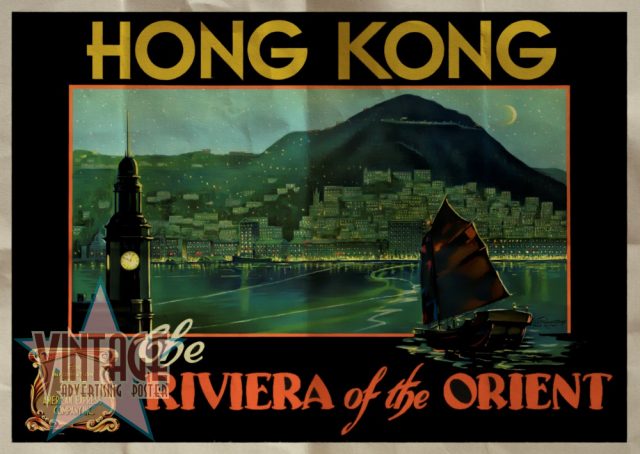 Hong Kong The Riviera of the Orient - Vintage Poster - Folded